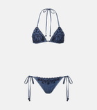 Zimmermann Aster embroidered denim bikini