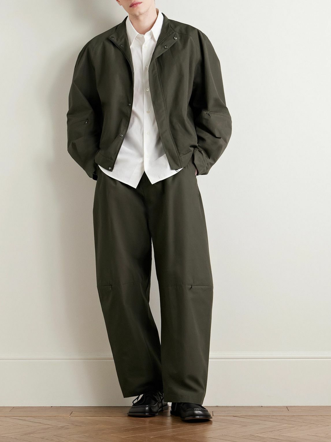 Amomento - Barrel-Leg Cotton-Poplin Trousers - Green