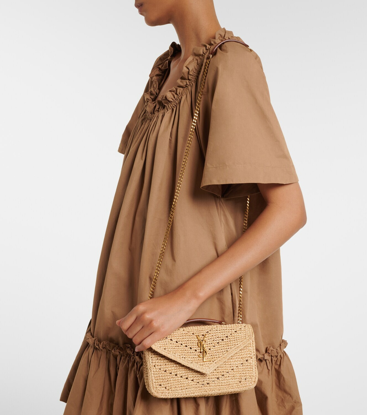 Saint Laurent Loulou Mini raffia shoulder bag