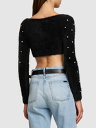 PHILOSOPHY DI LORENZO SERAFINI Embellished Fuzzy Cropped Sweater