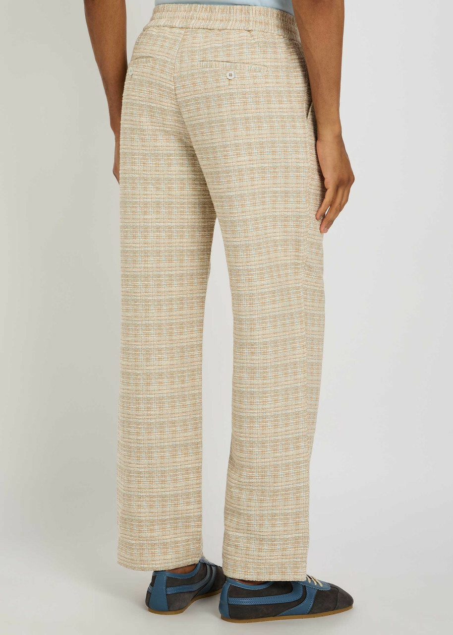 DRÔLE DE Monsieur Pantalon Elastiqué Straight-leg Tweed Trousers Sand