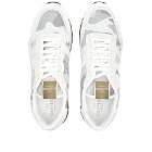 Valentino Men's Knit Rockrunner Sneakers in White/Pastel Grey/Beige