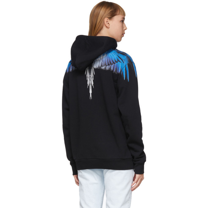 Marcelo Burlon County of Milan Black and Blue Wings Hoodie