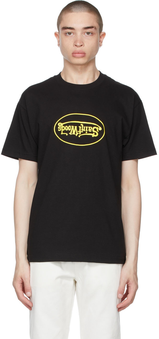 Saintwoods Black Literal Flip T-Shirt Saintwoods