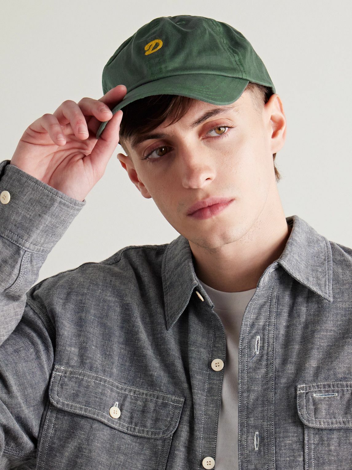 Drake's - Logo-Embroidered Herringbone Waxed-Organic Cotton Baseball Cap