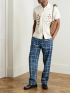 Kardo - Roy Straight-Leg Embroidered Cotton Drawstring Trousers - Blue
