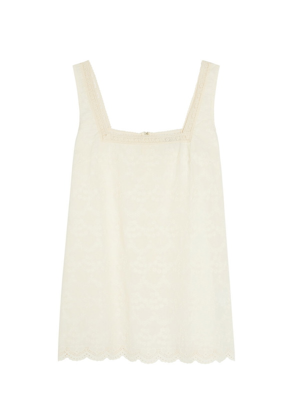 Photo: Solaqua Delilah Embroidered Cotton Mini Dress Ivory