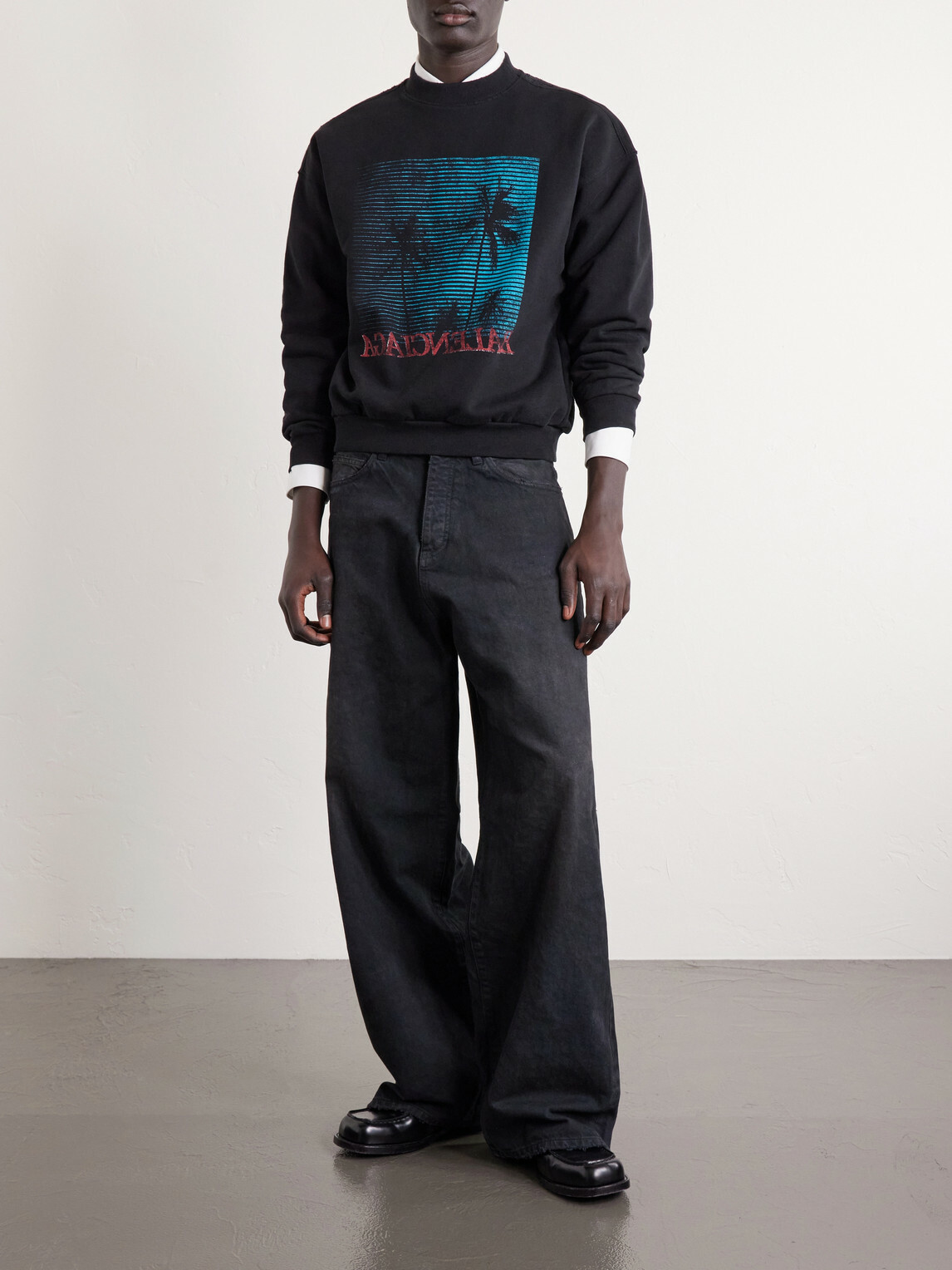 Balenciaga - Printed Cotton-Jersey Sweatshirt - Black