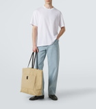 The Row Tori leather-trimmed canvas tote bag