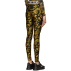 Versace Jeans Couture Black and Gold Paisley Print Leggings
