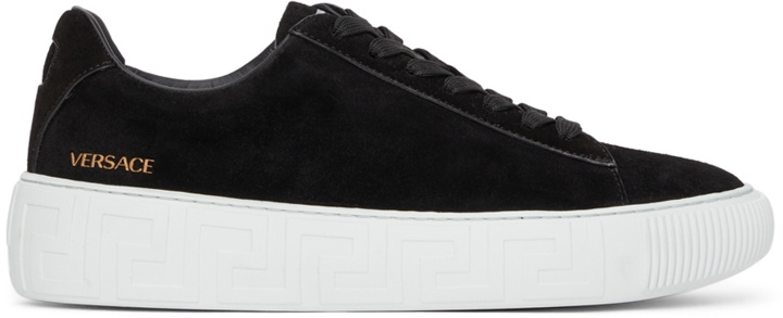 Photo: Versace Black Suede Greca Sneakers