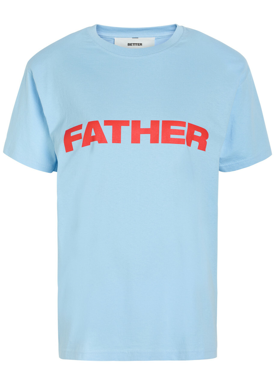 Bettter Father Printed Cotton T-shirt Blue