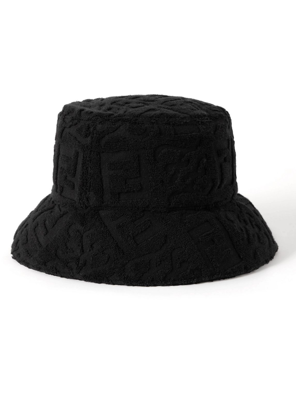 Fendi Ff Motif Jacquard Denim Bucket Hat In Denim,black