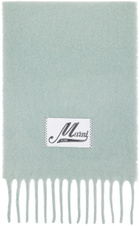 Marni Green Brushed Alpaca Logo Scarf