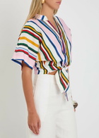 Cala DE LA Cruz Leroy Striped Cropped Linen top Stripe