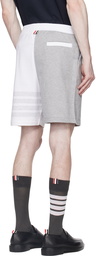 Thom Browne Gray & White 4-Bar Shorts