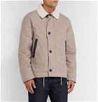 Albam - Faux Shearling-Lined Leather-Trimmed Cotton Jacket - Neutrals
