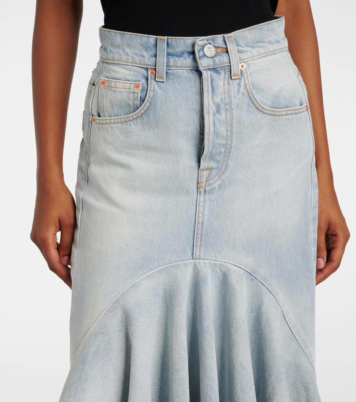 Vetements Godet denim midi skirt