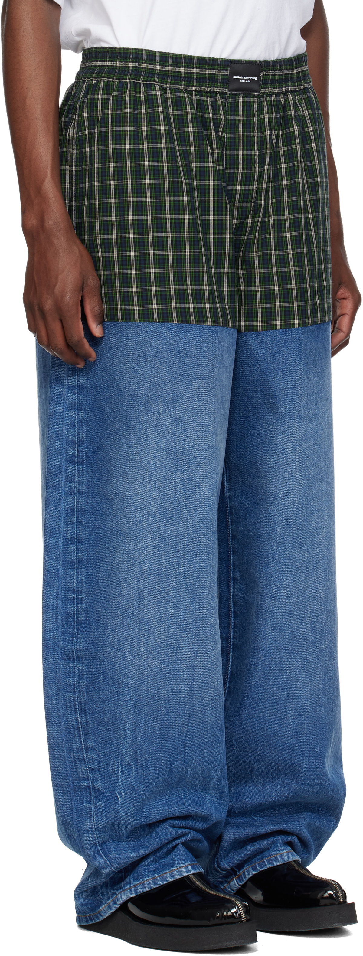 Alexander Wang Blue & Green Boxer Combo Loose Jeans