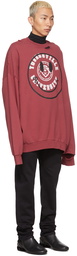 Raf Simons Burgundy Smiley Edition Oversized Destroy Washed Sweatshirt