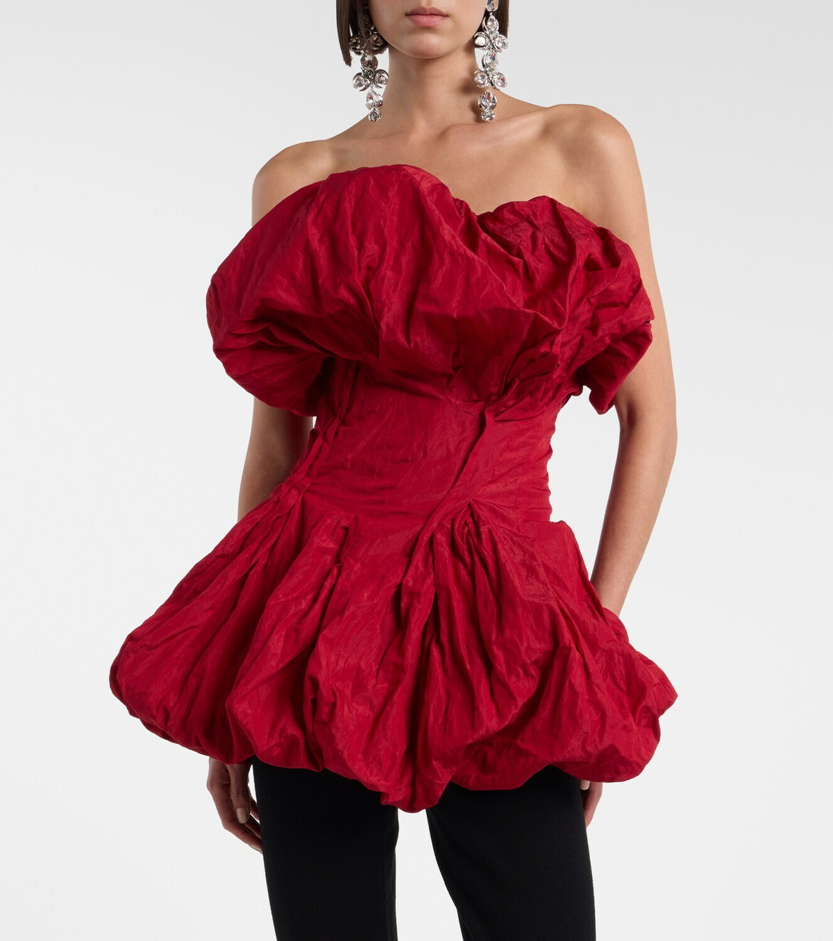 Magda Butrym Gathered cotton-blend taffeta minidress