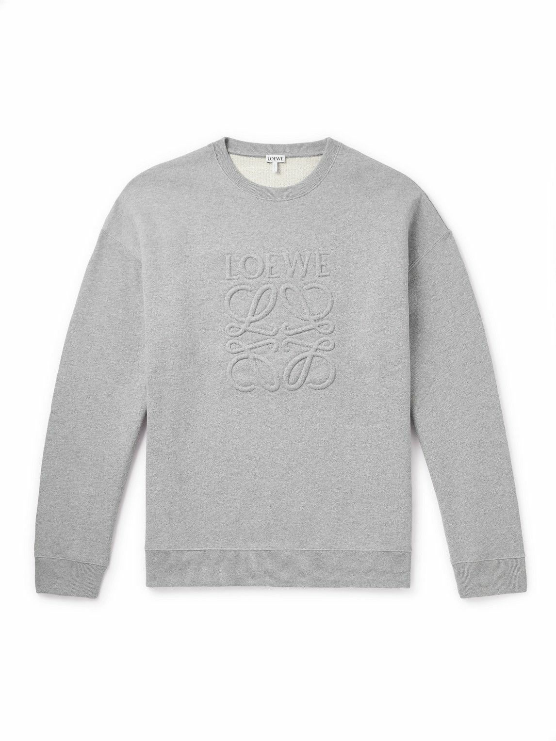 Photo: LOEWE - Logo-Embroidered Cotton-Jersey Sweatshirt - Gray