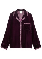 Forte_forte Satin-trim Velvet Shirt Burgundy