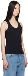 Bottega Veneta Navy Logo Patch Tank Top