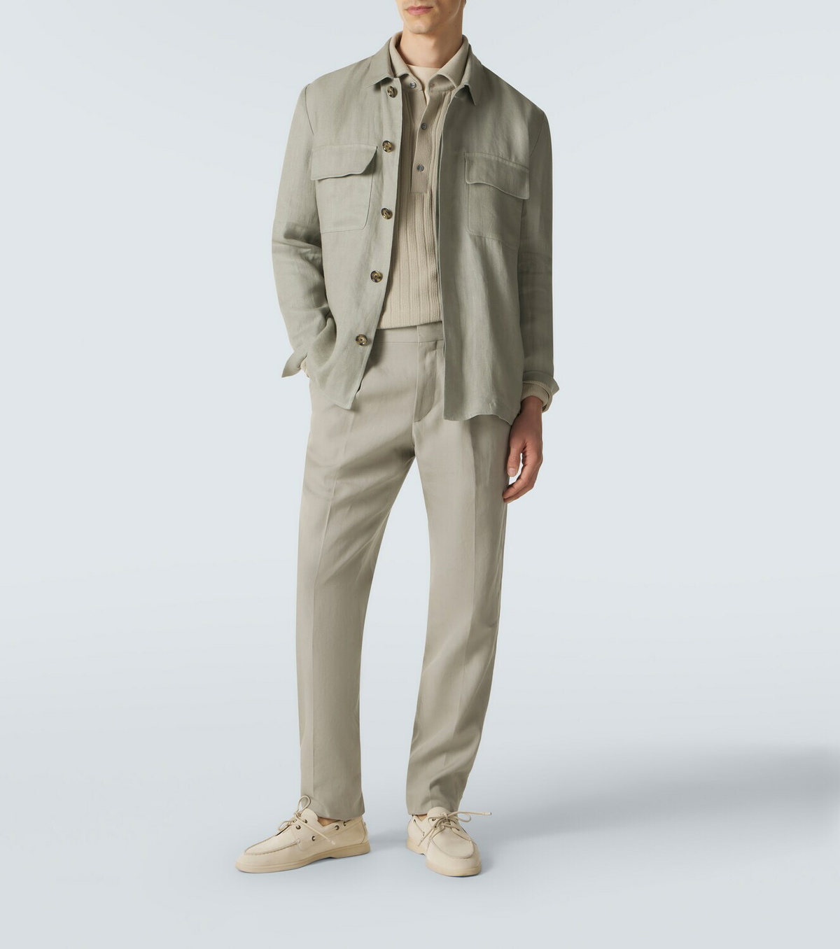 Lardini Linen, cotton, and silk chinos