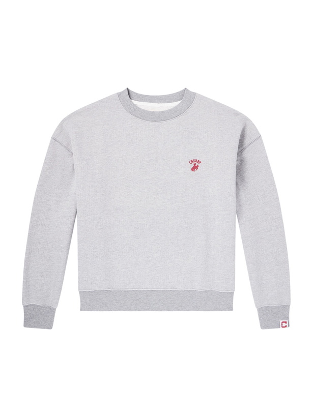 Photo: Cherry Los Angeles - Western Athletic Logo-Embroidered Cotton-Blend Jersey Sweatshirt - Gray
