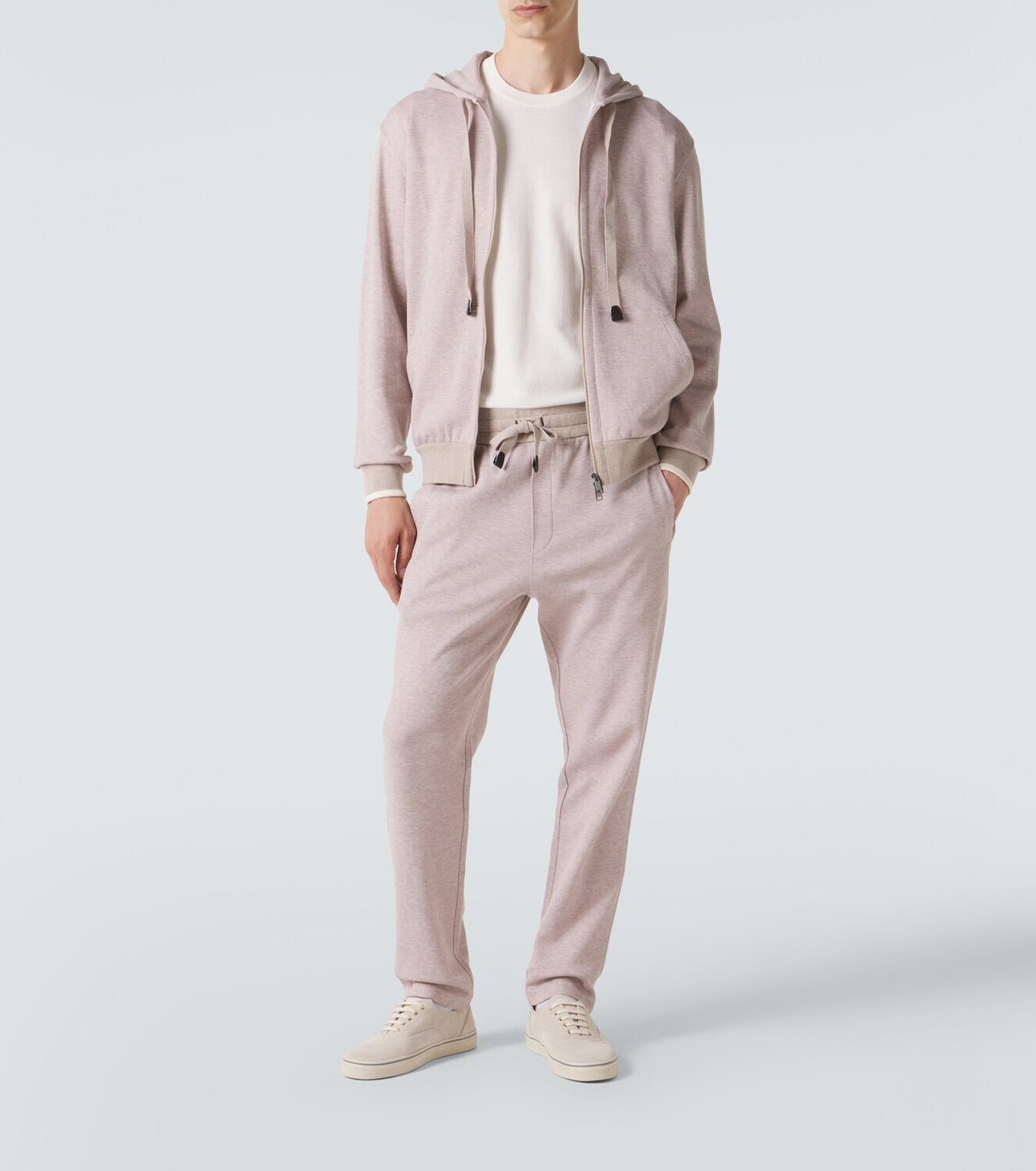 Brioni Cotton-blend zip-up hoodie