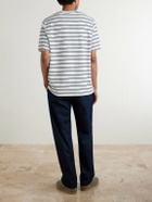 Mr P. - Striped Cotton Terry T-shirt - Blue