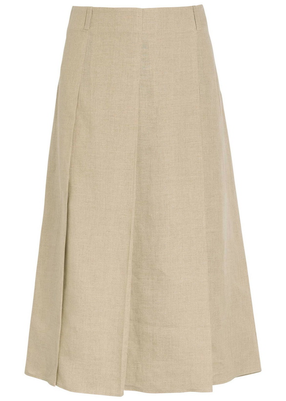 Photo: Tods Pleated Linen Midi Skirt Beige
