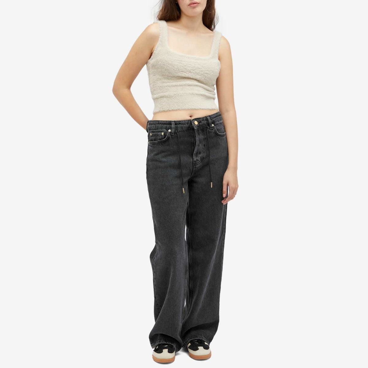 Good American Women's Fuzzy Tank Top in Flax Good American