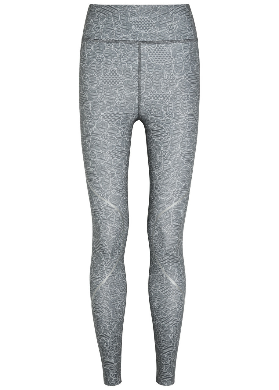 Adidas X Stella Mccartney Printed Stretch-jersey Leggings Grey