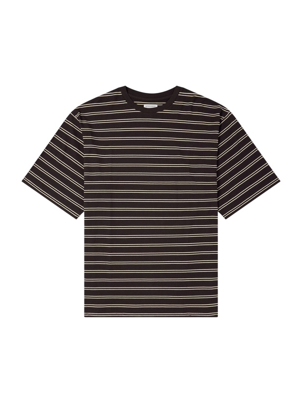 Photo: Kaptain Sunshine - Striped Cotton-Jersey T-Shirt - Brown