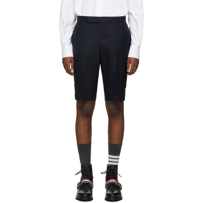 Photo: Thom Browne Navy Super 120s Vented Shorts