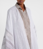 Brunello Cucinelli Fringed linen poncho