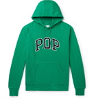 Pop Trading Company - Arch Logo-Appliquéd Fleece-Back Cotton-Jersey Hoodie - Green