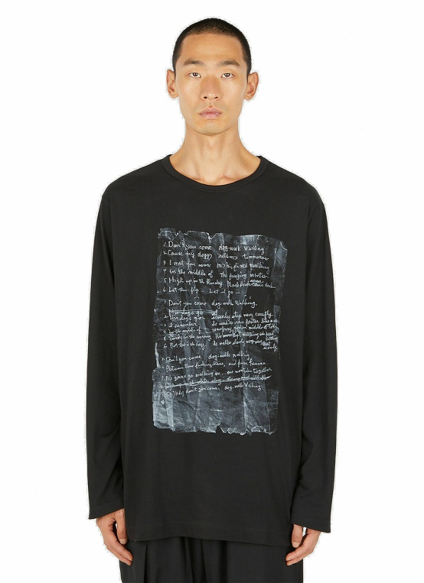 Photo: Graphic Print Long Sleeve T-Shirt in Black