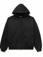 Fear of God - Oversized Logo-Appliquéd Cotton-Jersey Zip-Up Hoodie - Black