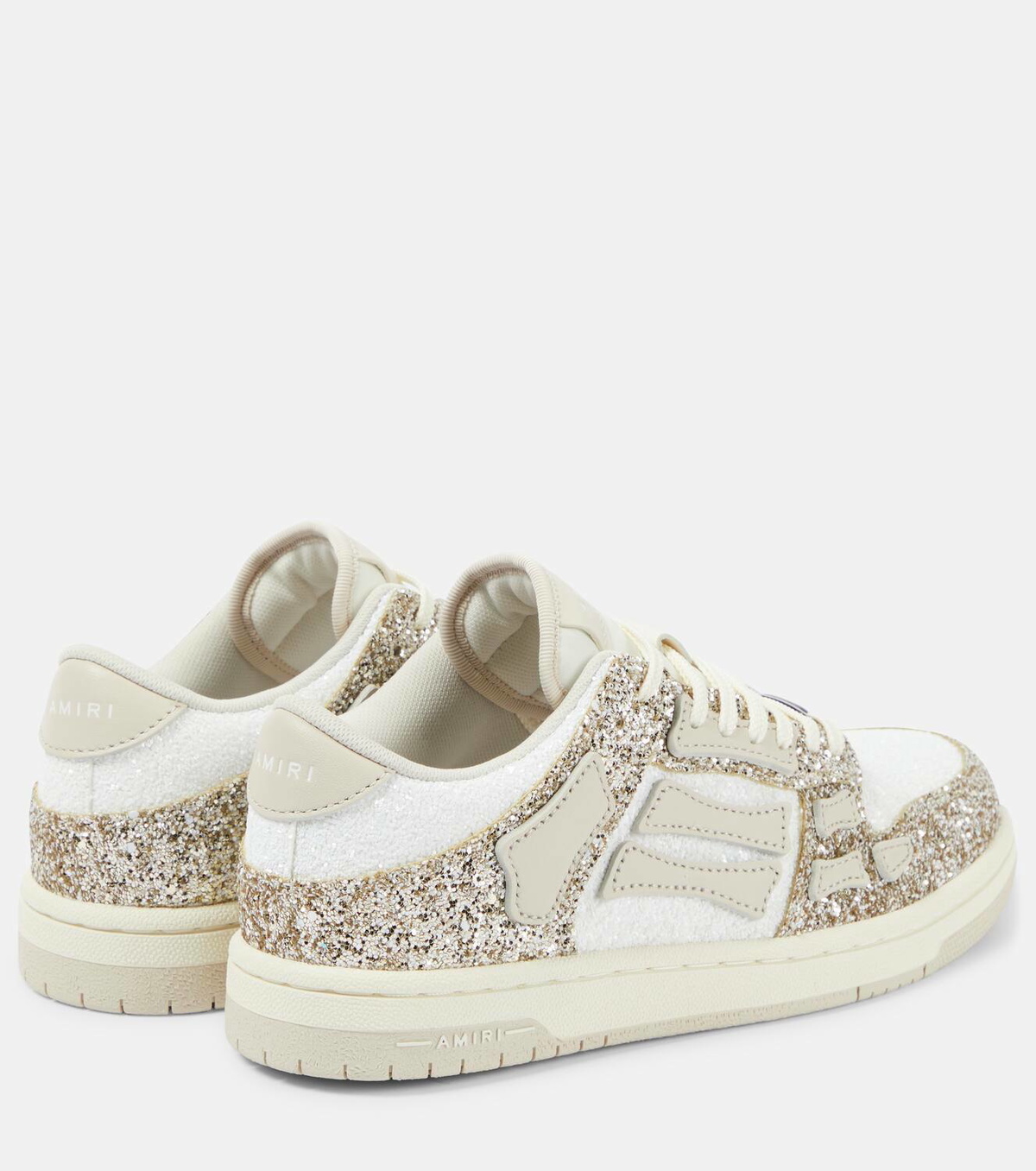 Amiri Skel Top glitter leather-trimmed sneakers