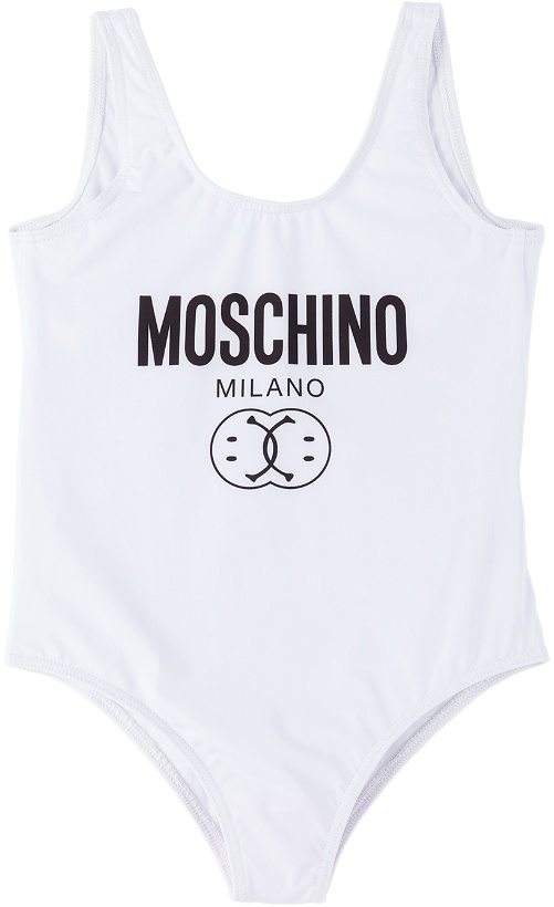 Photo: Moschino Baby White Printed One-Piece Swimsuit