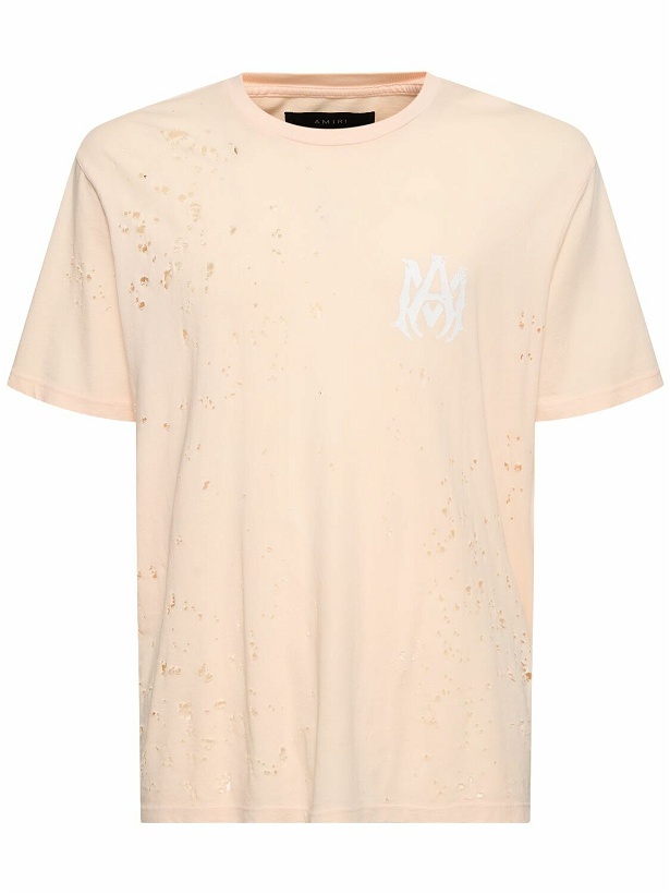 Photo: AMIRI - Ma Logo Distressed Cotton Jersey T-shirt