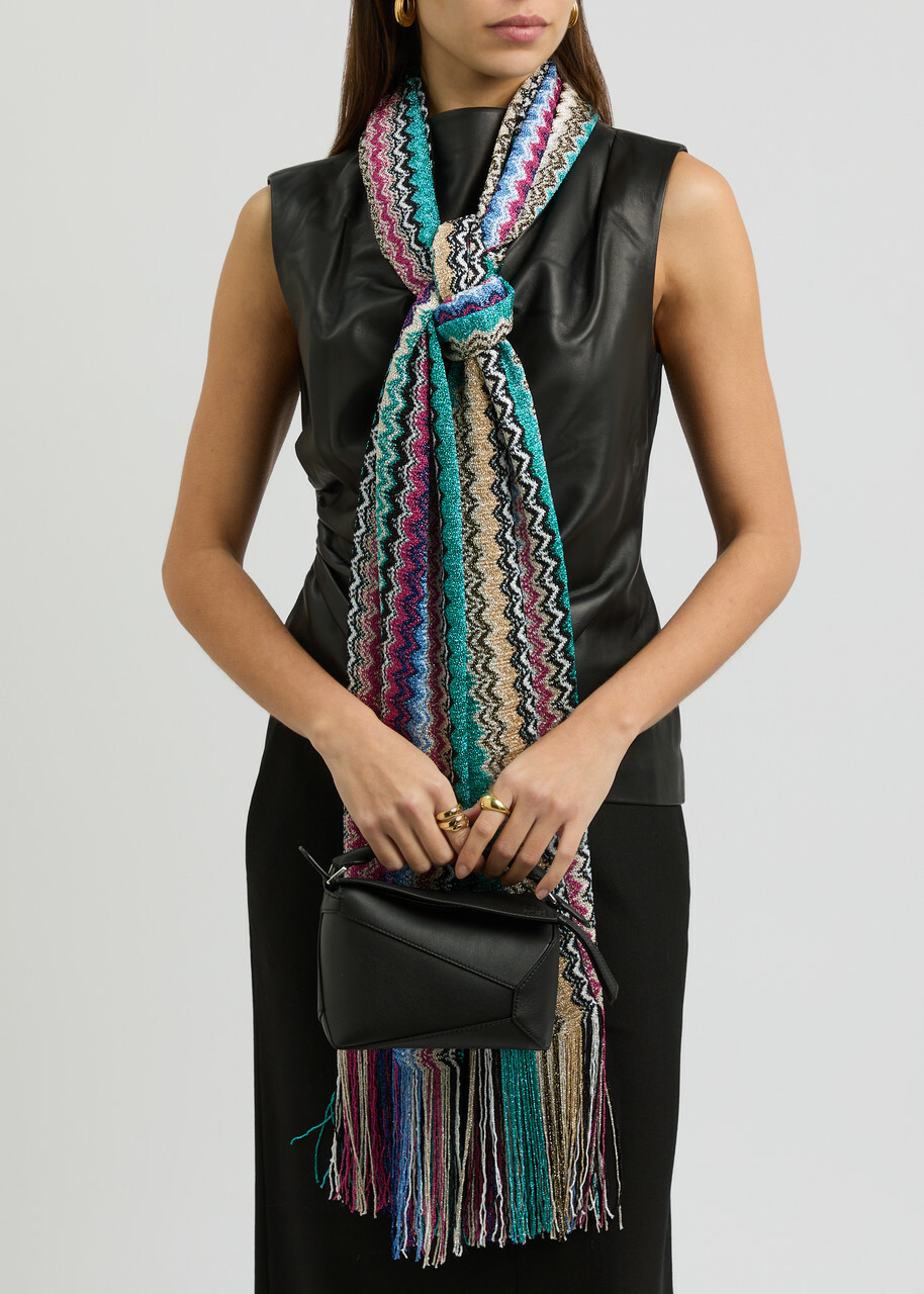 Missoni Zigzag-intarsia Metallic-knit Scarf - Multicoloured