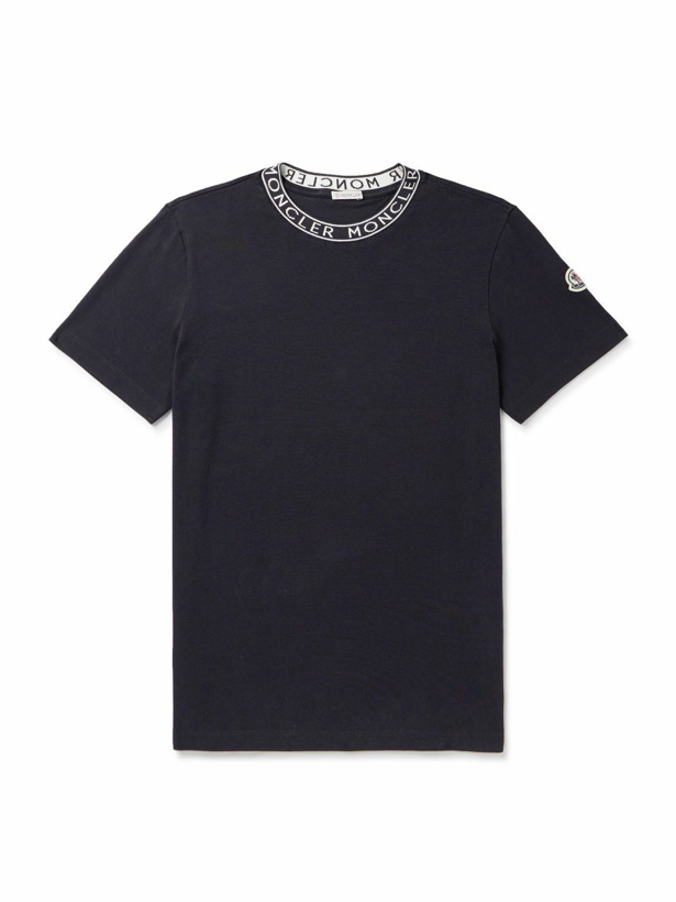 Photo: Moncler - Slim-Fit Logo-Jacquard Cotton-Jersey T-Shirt - Black
