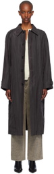 UMBER POSTPAST Brown Natural Dyed Striped Silk Long Coat