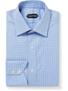 TOM FORD - Slim-Fit Micro-Checked Cotton Shirt - Blue