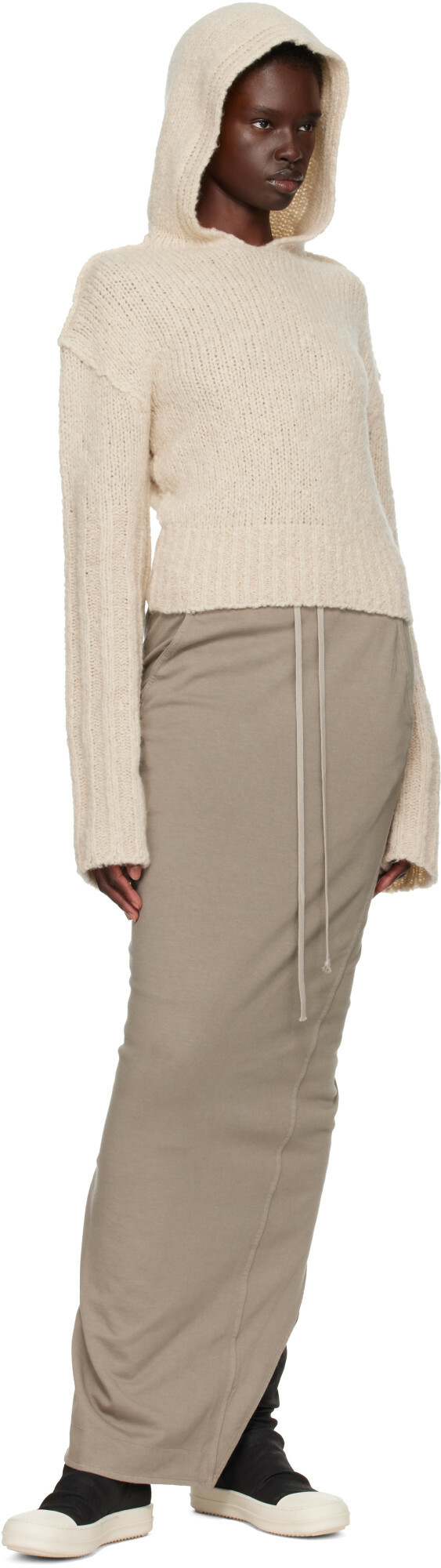 Rick Owens Off-White Tower Pullover Cropped Hoodie