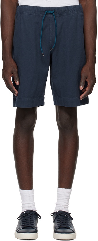 Photo: PS by Paul Smith Navy Embroidered Shorts